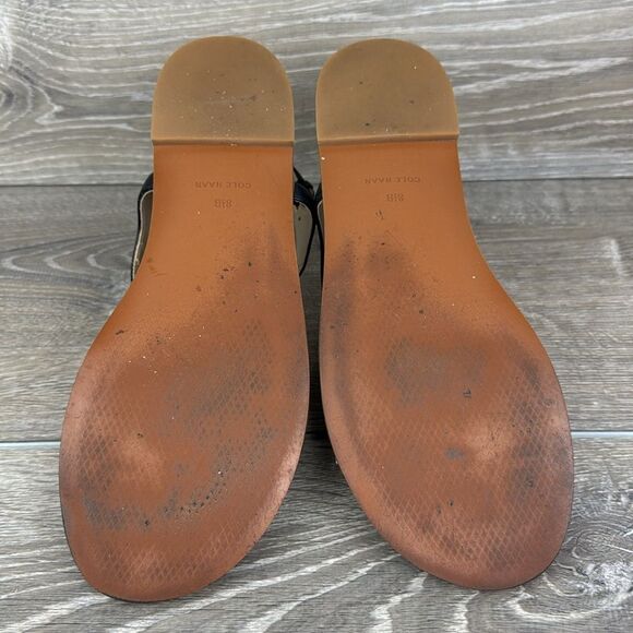 Cole Haan Findra Women’s S 8.5B Black Thong Gold Hardware Bow Slingback Sandals - Picture 7 of 12